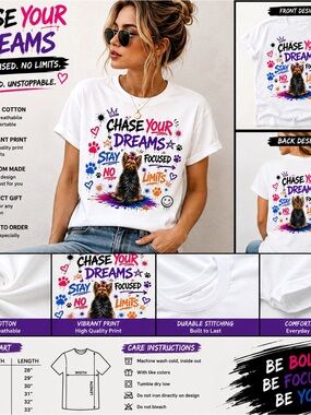 Chase your dreams Graphic t-shirt - custom made S M L XL new yorkie